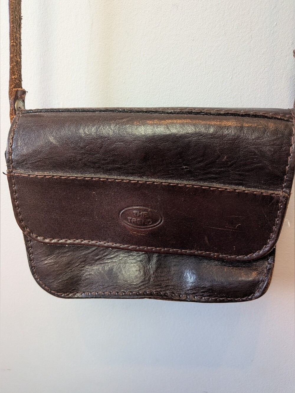 VINTAGE THE TREND Mini Leather Bag Shoulder Crossbody Brown Color Made In Italy